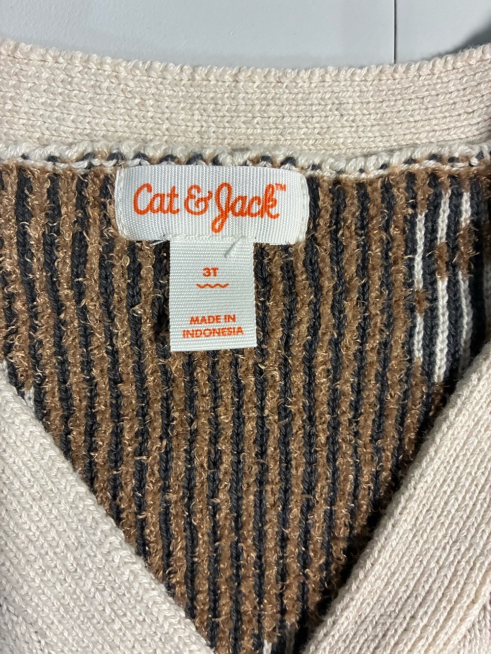 Cat & Jack Cream Cardigan with Teddy Bears - Picture 2 of 3